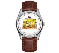Men Watch Casual Waterproof Quartz Watches Clock Date Classic Business Brown Leather Christmas Wristwatch Flag and Map of Colorado Watch, Brown, commercial