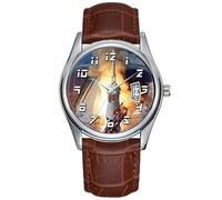 Men Watch Casual Waterproof Quartz Watches Clock Date Classic Business Brown Leather Christmas Wristwatch Apollo 11 Launch Wrist Watch, Brown, commercial