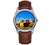 Men Watch Casual Waterproof Quartz Watches Clock Date Classic Business Brown Leather Christmas Wristwatch The Citrus Car a Vintage 1936 Hudson Orange Yellow Wristwatches, Brown, commercial