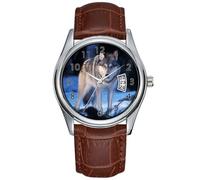 Men Watch Casual Waterproof Quartz Watches Clock Date Classic Business Brown Leather Christmas Wristwatch Gray Wolf, Canis Lupus, in The Foothills of The 3 Wristwatch, Brown, commercial