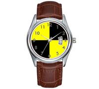 Men Watch Casual Waterproof Quartz Watches Clock Date Classic Business Brown Leather Christmas Wristwatch Crash Test Dummies Symbol Wristwatch, Brown, commercial
