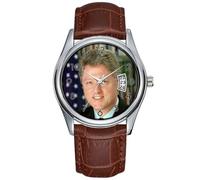 Men Watch Casual Waterproof Quartz Watches Clock Date Classic Business Brown Leather Christmas Wristwatch Bill Clinton Wristwatch, Brown, commercial