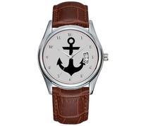 Men Watch Casual Waterproof Quartz Watches Clock Date Classic Business Brown Leather Christmas Wristwatch Anchor Man's Watch, Brown, commercial