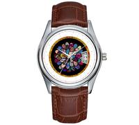 Men Watch Casual Waterproof Quartz Watches Clock Date Classic Business Brown Leather Christmas Wristwatch Moon Dreams and The Mystic Flower Watches, Brown, commercial