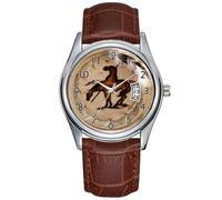 Men Watch Casual Waterproof Quartz Watches Clock Date Classic Business Brown Leather Christmas Wristwatch END of The Trail Dream Catcher Wristwatch, Brown, commercial