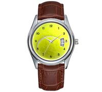 Men Watch Casual Waterproof Quartz Watches Clock Date Classic Business Brown Leather Christmas Wristwatch Tennis Ball May28th Watch, Brown, commercial