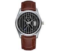 Men Watch Casual Waterproof Quartz Watches Clock Date Classic Business Brown Leather Christmas Wristwatch Stylish Black Ribbon Awareness Vertical Stripes Watches, Brown, commercial