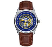 Men Watch Casual Waterproof Quartz Watches Clock Date Classic Business Brown Leather Christmas Wristwatch Nebraska State Flag Design Wristwatches, Brown, commercial