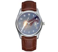 Men Watch Casual Waterproof Quartz Watches Clock Date Classic Business Brown Leather Christmas Wristwatch Apollo 11 Watches, Brown, commercial