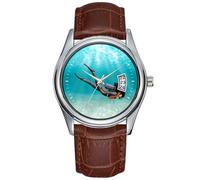 Men Watch Casual Waterproof Quartz Watches Clock Date Classic Business Brown Leather Christmas Wristwatch Female S.C.U.B.A. Diver Wrist Watch, Brown, commercial