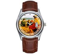 Men Watch Casual Waterproof Quartz Watches Clock Date Classic Business Brown Leather Christmas Wristwatch The Boyhood of Raleigh - John Everett Millais Wristwatch, Brown, commercial