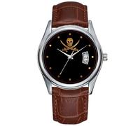 Men Watch Casual Waterproof Quartz Watches Clock Date Classic Business Brown Leather Christmas Wristwatch Gold Jolly Roger Wrist Watches, Brown, commercial
