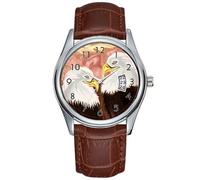 Men Watch Casual Waterproof Quartz Watches Clock Date Classic Business Brown Leather Christmas Wristwatch Freedom's Princess Watch, Brown, commercial
