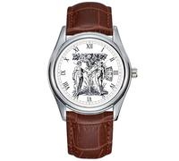 Men Watch Casual Waterproof Quartz Watches Clock Date Classic Business Brown Leather Christmas Wristwatch Adam and Eve and The Tree of Knowledge Watch, Brown, commercial