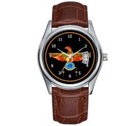 Men Watch Casual Waterproof Quartz Watches Clock Date Classic Business Brown Leather Christmas Wristwatch Bird Artifact May28th Watch, Brown, commercial