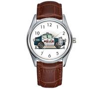 Men Watch Casual Waterproof Quartz Watches Clock Date Classic Business Brown Leather Christmas Wristwatch Police Interceptor Car Cop Car Wrist Watches, Brown, commercial
