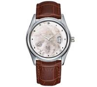 Men Watch Casual Waterproof Quartz Watches Clock Date Classic Business Brown Leather Christmas Wristwatch Study of a Woman's Head - Leonardo da Vinci Wristwatches, Brown, commercial