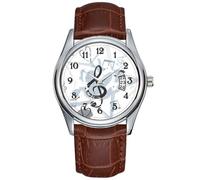 Men Watch Casual Waterproof Quartz Watches Clock Date Classic Business Brown Leather Christmas Wristwatch Musical Star Notes Designer Pattern Watch, Brown, commercial