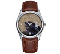Men Watch Casual Waterproof Quartz Watches Clock Date Classic Business Brown Leather Christmas Wristwatch Wild Jaguar Black Panther Big Cat Wrist Watch, Brown, commercial