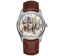Men Watch Casual Waterproof Quartz Watches Clock Date Classic Business Brown Leather Christmas Wristwatch Impressionism Garden Under Snow - Paul Gauguin Wrist Watches, Brown, commercial