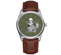 Men Watch Casual Waterproof Quartz Watches Clock Date Classic Business Brown Leather Christmas Wristwatch General Robert E. Lee Army Green Watches, Brown, commercial