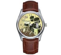 Men Watch Casual Waterproof Quartz Watches Clock Date Classic Business Brown Leather Christmas Wristwatch High Angle View of a Drum kit Wrist Watch, Brown, commercial