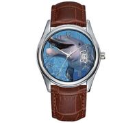 Men Watch Casual Waterproof Quartz Watches Clock Date Classic Business Brown Leather Christmas Wristwatch North America, USA, Hawaii. Dolphin 3 Watches, Brown, commercial