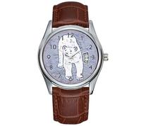 Men Watch Casual Waterproof Quartz Watches Clock Date Classic Business Brown Leather Christmas Wristwatch Polar Bear on Ice Wrist Watch, Brown, commercial