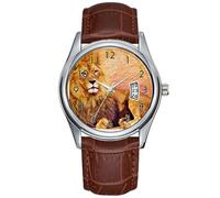 Men Watch Casual Waterproof Quartz Watches Clock Date Classic Business Brown Leather Christmas Wristwatch Courage_ Wrist Watch, Brown, commercial