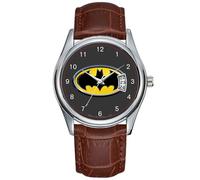 Men Watch Casual Waterproof Quartz Watches Clock Date Classic Business Brown Leather Christmas Wristwatch Bat Classic Logo Watch, Brown, commercial