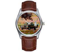 Men Watch Casual Waterproof Quartz Watches Clock Date Classic Business Brown Leather Christmas Wristwatch Chevrolet EL Camino Watch, Brown, commercial