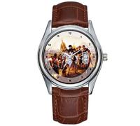 Men Watch Casual Waterproof Quartz Watches Clock Date Classic Business Brown Leather Christmas Wristwatch Napoleon at The Battle of Friedland Horace Vernet Wristwatch, Brown, commercial