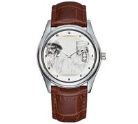Men Watch Casual Waterproof Quartz Watches Clock Date Classic Business Brown Leather Christmas Wristwatch Realism Sketch and Study Type of , James Wristwatches