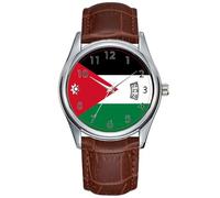Men Watch Casual Waterproof Quartz Watches Clock Date Classic Business Brown Leather Christmas Wristwatch Jordan, Flag Watch, Brown, commercial