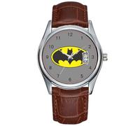 Men Watch Casual Waterproof Quartz Watches Clock Date Classic Business Brown Leather Christmas Wristwatch Bat Logo Oval Watch, Brown, commercial