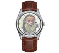 Men Watch Casual Waterproof Quartz Watches Clock Date Classic Business Brown Leather Christmas Wristwatch Impressionism Self Portrait - Claude Monet Watches, Brown, commercial