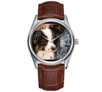 Men Watch Casual Waterproof Quartz Watches Clock Date Classic Business Brown Leather Christmas Wristwatch Adorable Papillon Watches, Brown, commercial