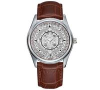 Men Watch Casual Waterproof Quartz Watches Clock Date Classic Business Brown Leather Christmas Wristwatch Stainless Steel Men's Watch with Aztec Calendar, Brown, commercial