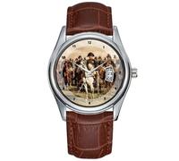 Men Watch Casual Waterproof Quartz Watches Clock Date Classic Business Brown Leather Christmas Wristwatch Napoleon and his Staff - Ernest Meissonier Wrist Watches, Brown, commercial