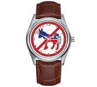 Men Watch Casual Waterproof Quartz Watches Clock Date Classic Business Brown Leather Christmas Wristwatch No Politics Democrat Donkey Wrist Watches, Brown, commercial
