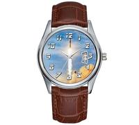 Men Watch Casual Waterproof Quartz Watches Clock Date Classic Business Brown Leather Christmas Wristwatch Apollo 8 Launch Wrist Watches, Brown, commercial