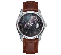 Men Watch Casual Waterproof Quartz Watches Clock Date Classic Business Brown Leather Christmas Wristwatch When The end is Near Begin The Dreams Watches, Brown, commercial