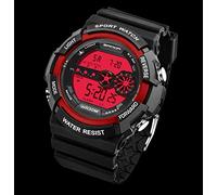 Men Watch for Father Days Easter Stainless Waterproof Alarm Mens Digital Sports LED Watch Quartz Date Steel Men's Watch Mdv106-1a (Red, One Size)
