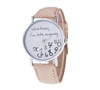 Men Watch Leather Watch Whatever I Am Late Anyway Letter Brew Watches for Men (Rose Gold, One Size)