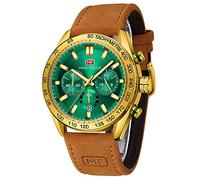 Men Watch, MF MINI FOCUS Chronograph Waterproof Sport Analog Quartz Watches Silicon Strap Fashion Wristwatch for Men, Z-brown green