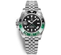 Men Watch Pagani Design GMT Watches for Men Automatic 40MM Date 100M Waterproof Stainless Steel Sapphire Glass Mechanical Wristwatches PD-1662 (5 Green Black)