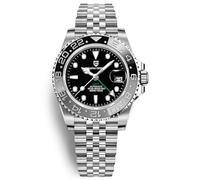 Men Watch Pagani Design GMT Watches for Men Automatic 40MM Date 100M Waterproof Stainless Steel Sapphire Glass Mechanical Wristwatches PD-1662 (Jubilee Black Grey)