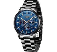 Men Watches Military Black Steel Wristwatch Casual Sport Waterproof Chronograph Analog Quartz Clock Men Fashion Dress Business Date Watch Men Watch