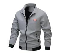 Men Waterproof Jackets Bomber Jacket Lightweight Casual Fall Outdoor Stand Collar Windbreaker Zip Up Coat with Pocket Chaqueta Hombre(Grey, XXXXXL)