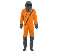 Men Waterproof Kayak Drysuit With Hood One Piece Dry Suit Front Zipper Enclosed Feet Polyester Outerwear for Cold Water Kayaking Canoeing Rafting Fishing Marine Excursions, Orange, XL